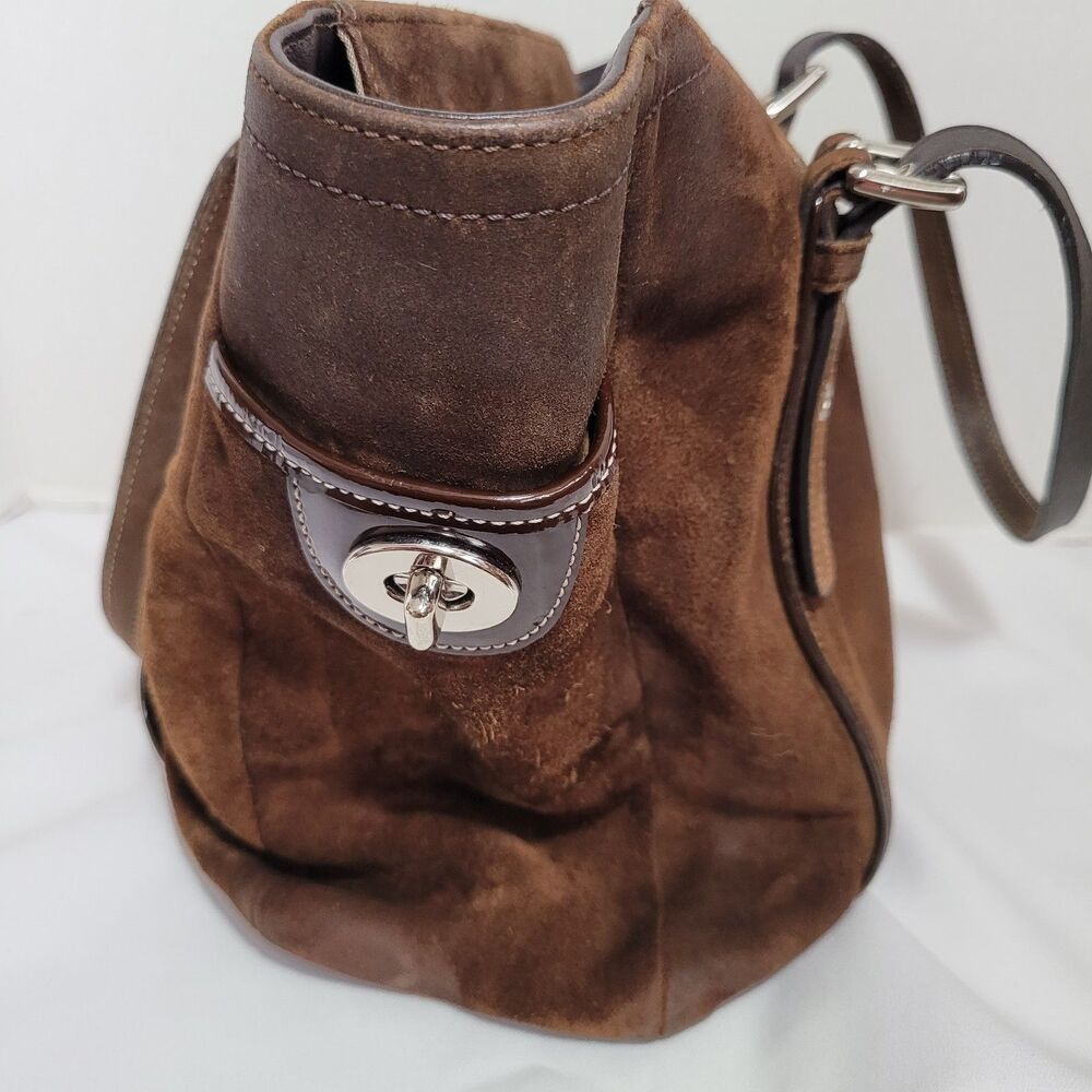 Coach Leatherware Brown Suede Leather Large Tote Bag Vintage Y2K *Flaw - Picture 11 of 16